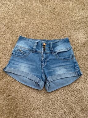 YMI Jeans Juniors Rolled-Cuff Denim Shorts